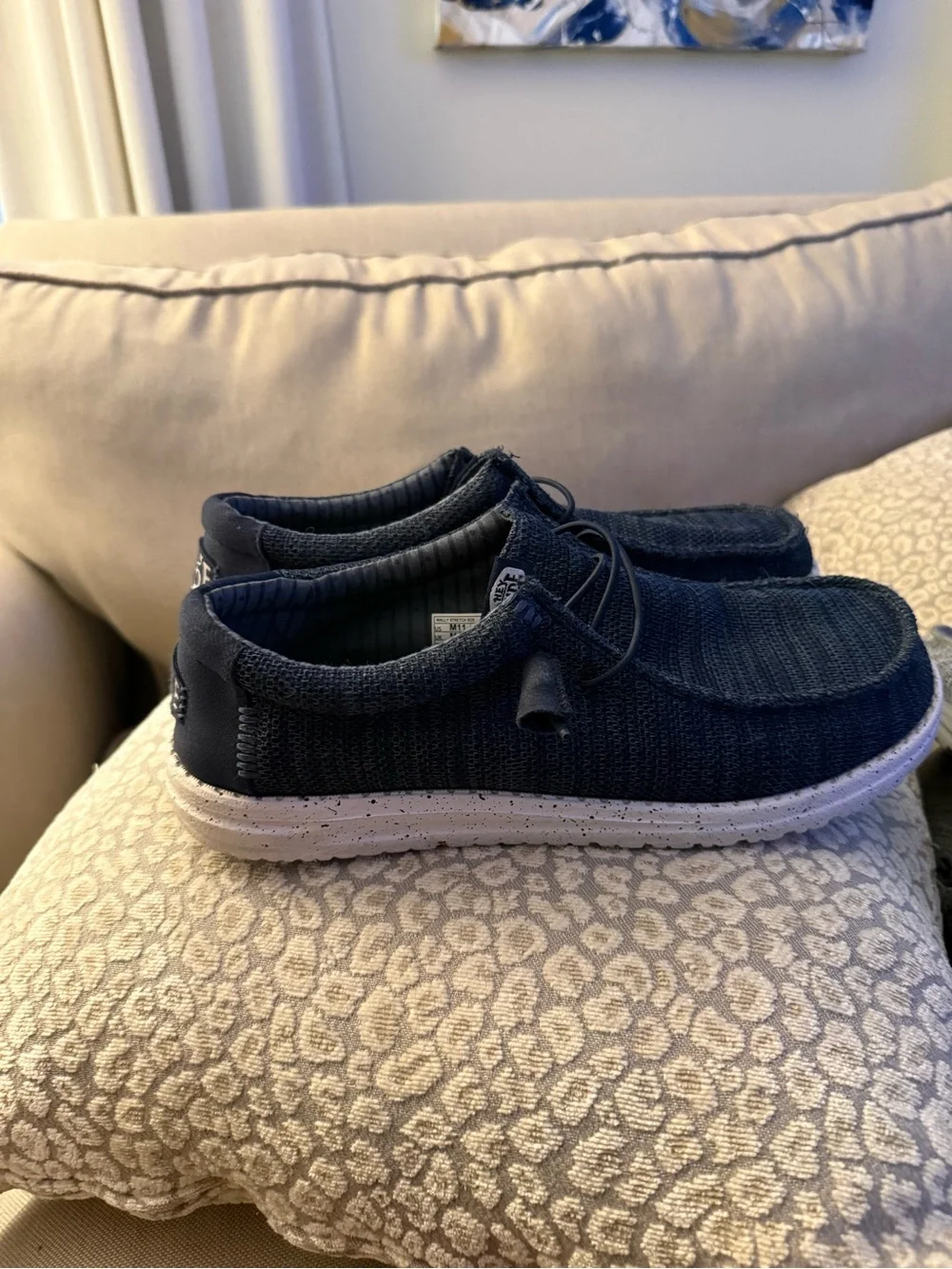 HEY DUDE Men’s Wally Stretch Sox Navy Slip-On Shoes Size 11 SKU 41898-410 NAVY